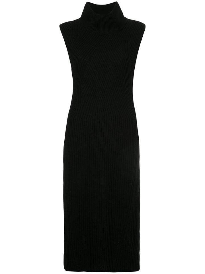 Anrealage High Neck Ribbed Knit Dress - Black
