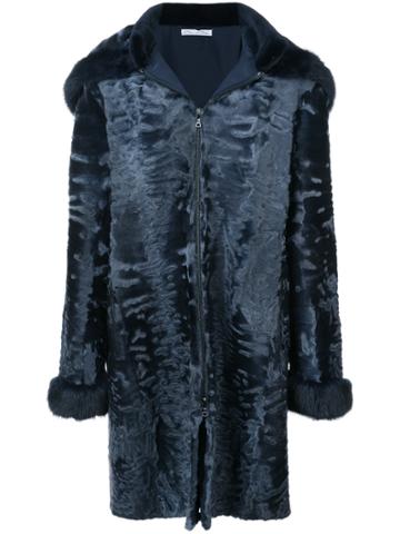 Oscar De La Renta Dyed Fur Coat - Blue