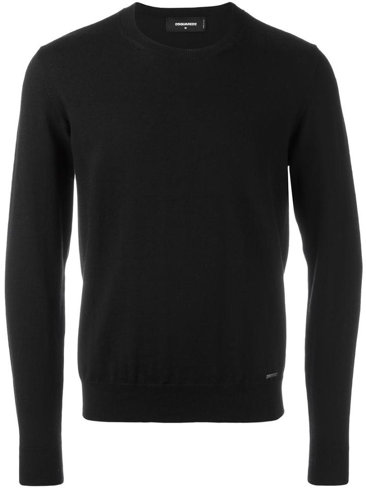 Dsquared2 Basic Crew Neck Jumper, Men's, Size: Small, Black, Virgin Wool