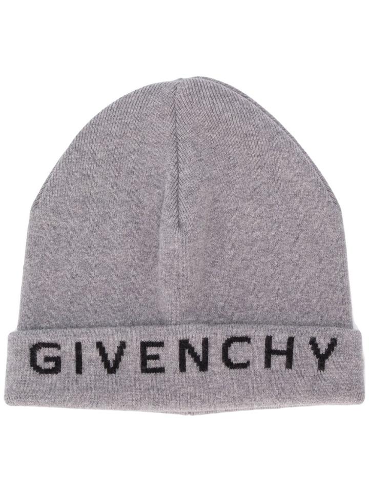 Givenchy Logo Printed Beanie - Grey