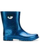 Chiara Ferragni Glitter Eye Printed Boots - Blue