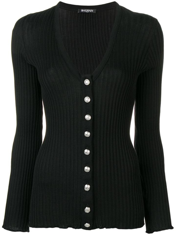 Balmain Lightweight Ribbed Cardigan - Black