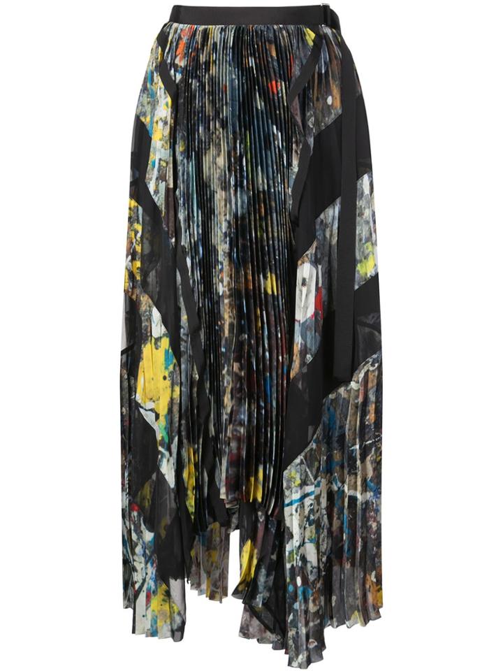 Sacai Belted Pleated Skirt - Multicolour