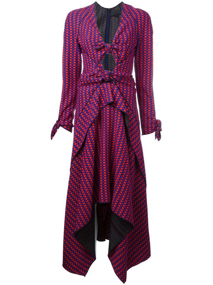 Proenza Schouler Knot Front Midi Dress, Women's, Size: 12, Red, Silk/viscose