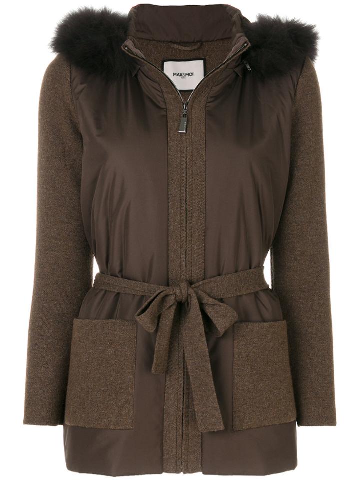Max & Moi Fur-trimmed Hood Jacket - Brown