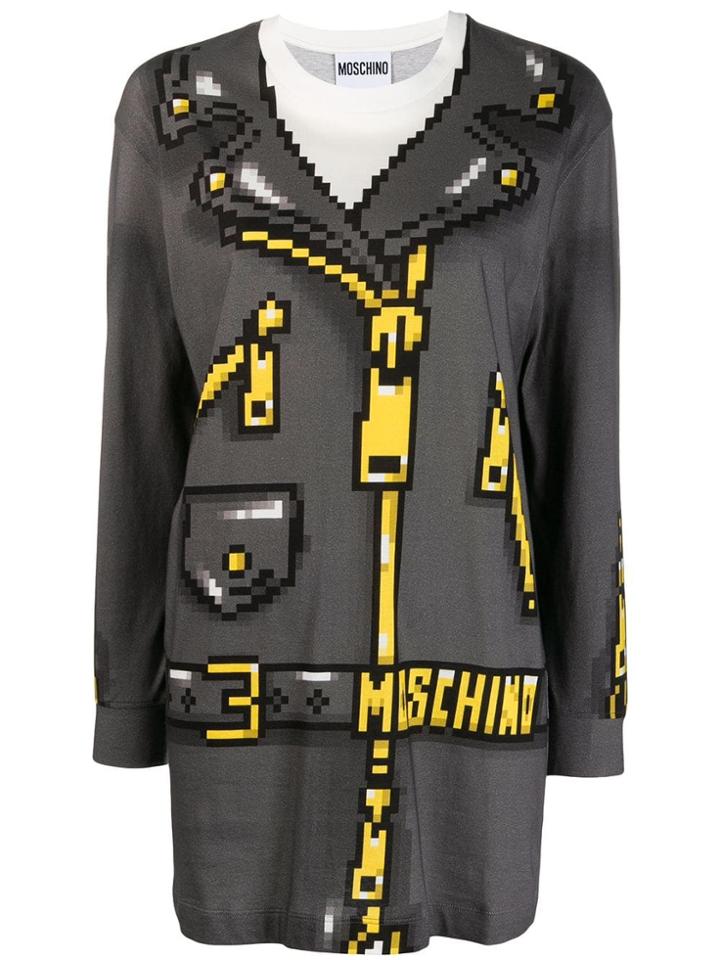 Moschino Biker Jacket Print Jumper - Grey