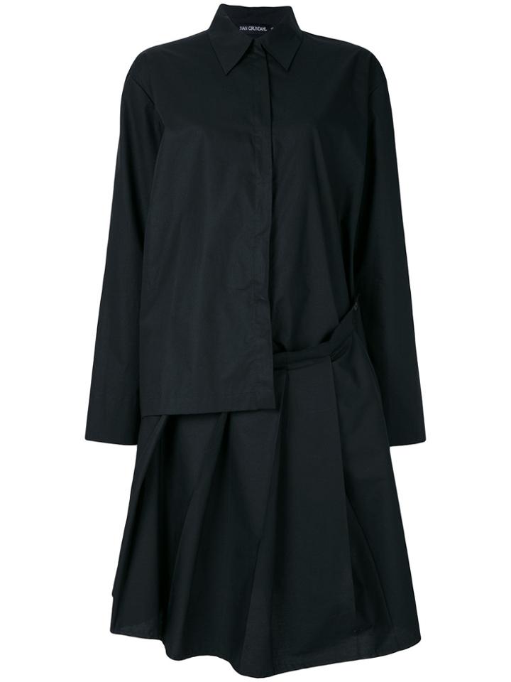 Ivan Grundahl Pleated Skirt Shirt Dress - Black