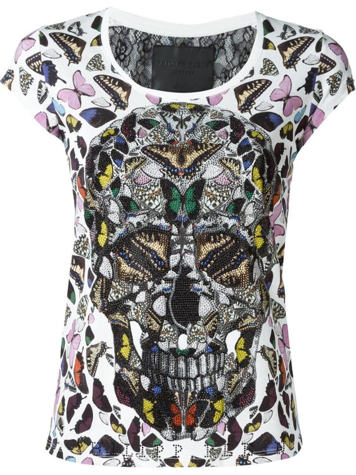 Philipp Plein Butterfly Skull T-shirt, Women's, Size: Small, Red, Cotton/polyamide
