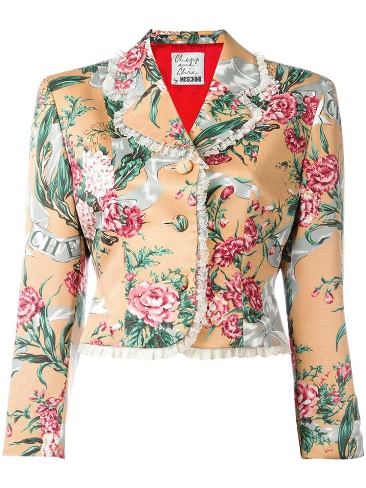 Moschino Vintage Floral Cropped Jacket - Nude & Neutrals