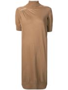 Sacai Diagonal Rear Zip Dress - Brown
