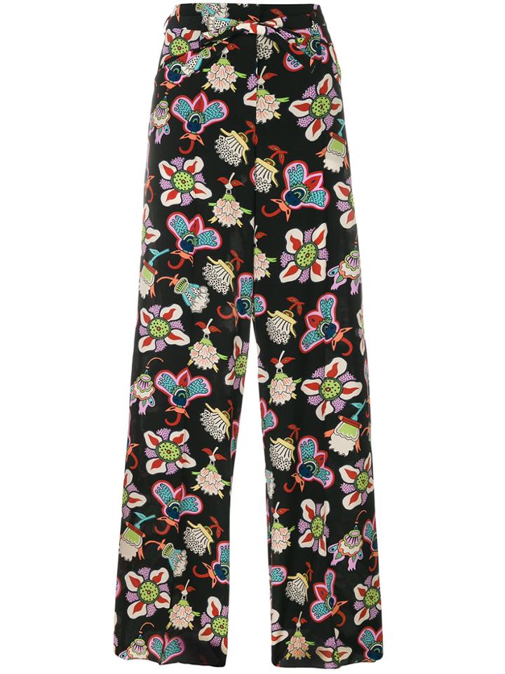 Valentino Popflowers High Waist Palazzo Pants - Black