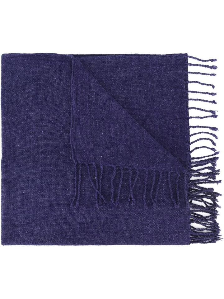 Fringed Knitted Scarf, Men's, Blue, Silk, Al Duca D'aosta 1902
