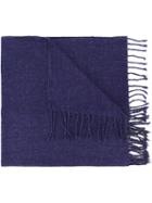 Fringed Knitted Scarf, Men's, Blue, Silk, Al Duca D'aosta 1902