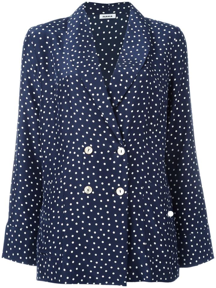 P.a.r.o.s.h. - Sispot Pois Print Blazer - Women - Silk - S, Blue, Silk