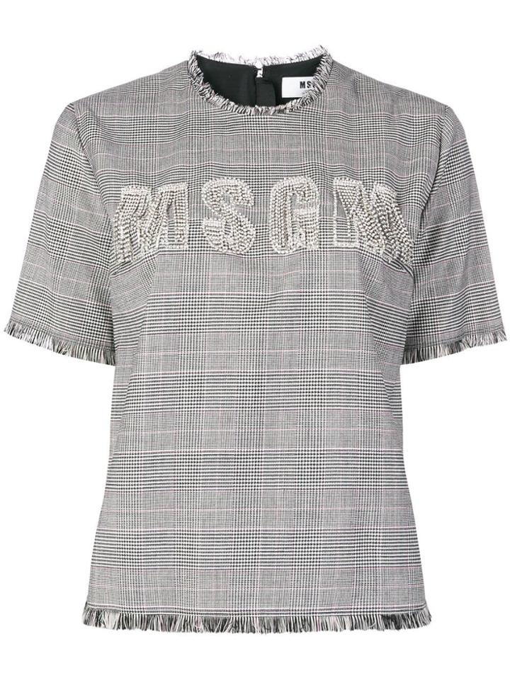 Msgm Front Embellished Logo Blouse S - Grey