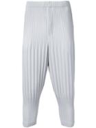 Homme Plissé Issey Miyake Pleated Cropped Length Trousers, Men's, Size: 2, Grey, Polyester