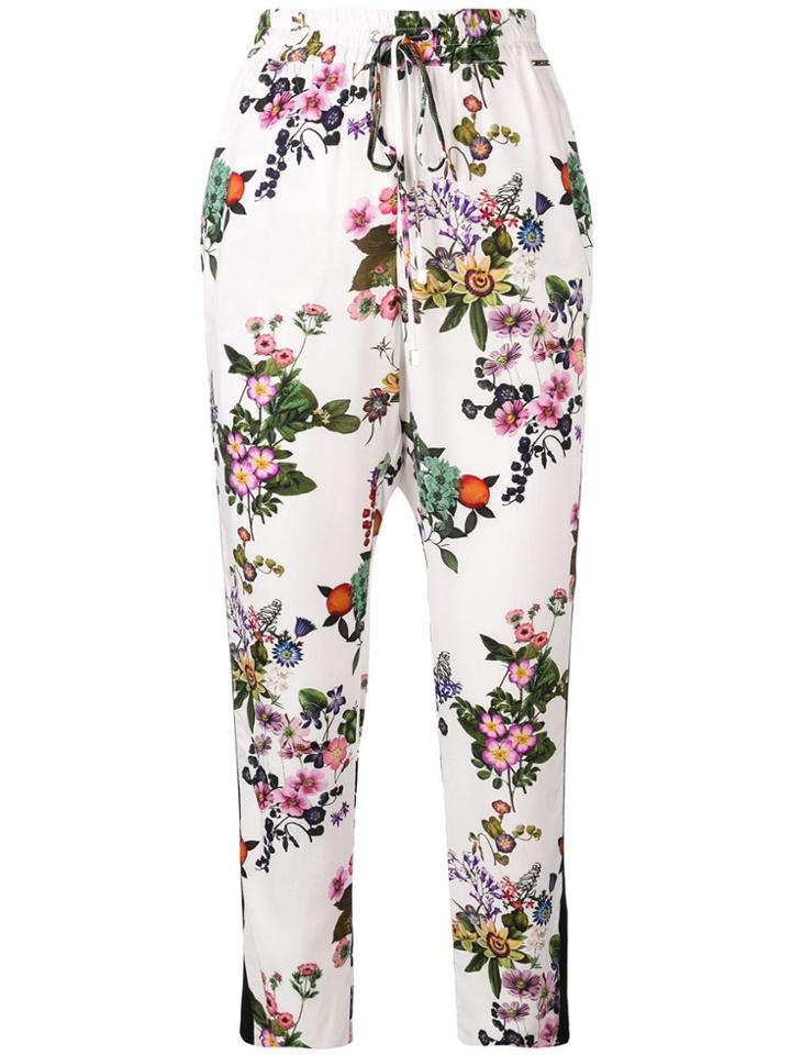 Liu Jo High-rise Drawstring Floral Print Trousers - White