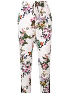 Liu Jo High-rise Drawstring Floral Print Trousers - White