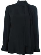 Boutique Moschino Tie Neck Blouse, Women's, Size: 44, Black, Silk/rayon