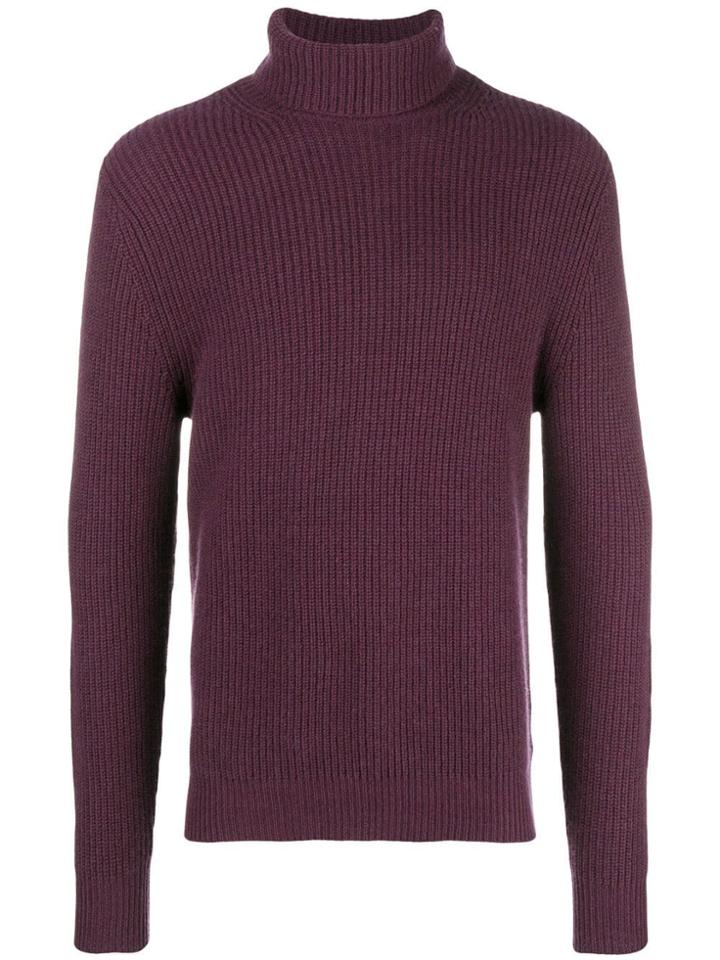 N.peal Ribbed Roll Neck Jumper - Pink & Purple