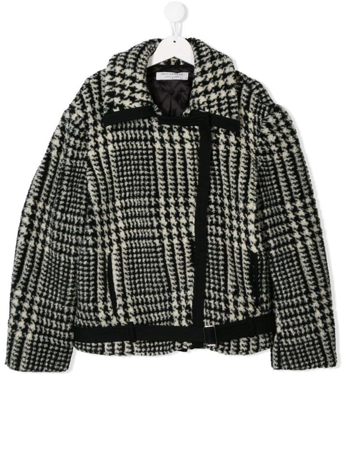 Philosophy Di Lorenzo Serafini Kids Houndstooth Pattern Jacket - Black