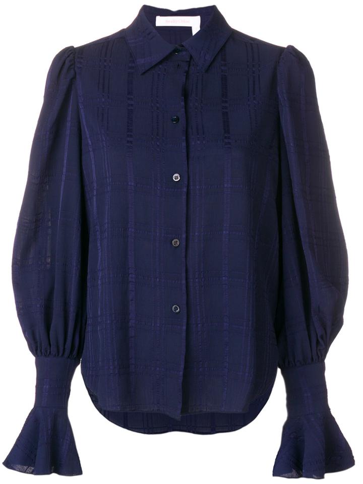 See By Chloé Flared Cuff Checked Blouse - Blue