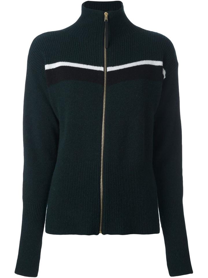 Marni Striped Zipped Cardigan, Women's, Size: 46, Green, Wool