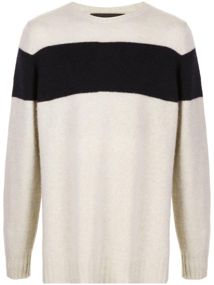 The Elder Statesman Striped Racing Cashmere Sweater - Neutrals