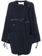 Chloé Hoop Embellished Wrap Cardigan - Blue