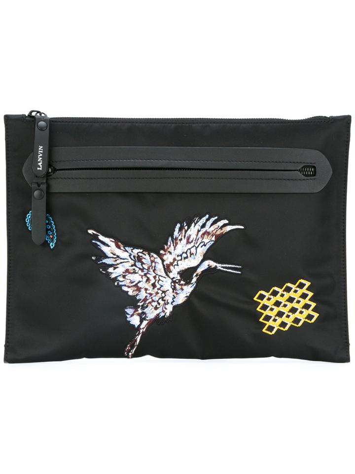 Lanvin Crane Patch Detail Clutch - Black