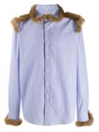 Loewe Fur Trim Striped Shirt - Blue