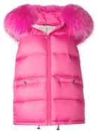 Mr & Mrs Italy Fur-trim Padded Gilet - Pink & Purple