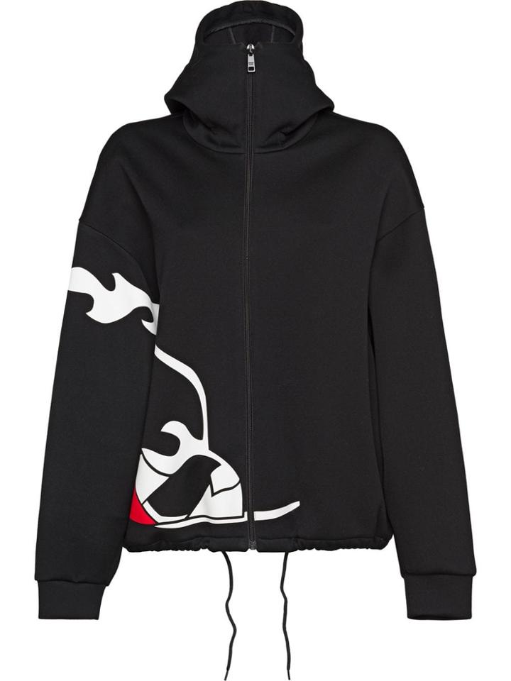 Prada Flaming Shoe Oversized Hoodie - Black