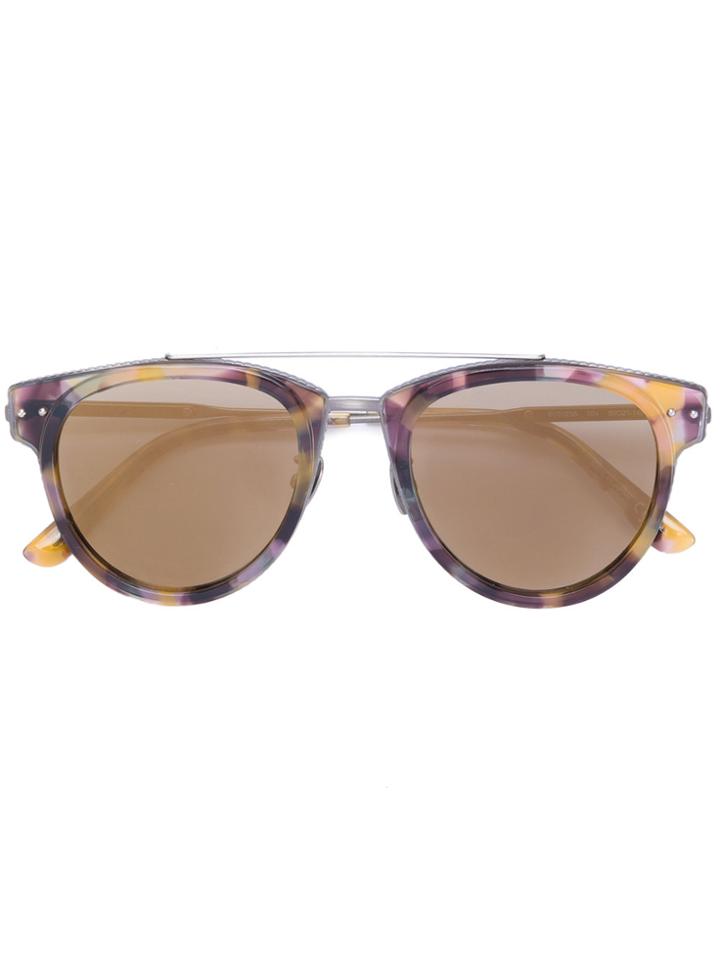 Bottega Veneta Eyewear Round Frame Bar Sunglasses - Multicolour
