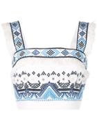 Alexis Cropped Embroidered Top - White
