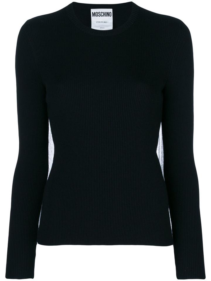 Moschino - Tulle Back Sweater - Women - Polyamide/virgin Wool - 36, Black, Polyamide/virgin Wool