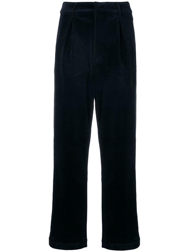 Ganni Straight Leg Corduroy Trousers - Blue
