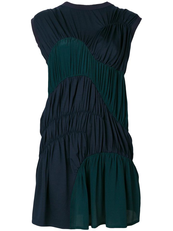 Carven Smocked Mini Dress - Blue