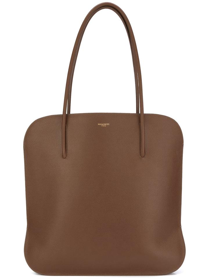 Nina Ricci Logo Stamp Large Tote, Women's, Brown, Calf Leather