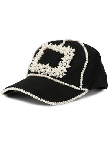 Laurence And Chico Pearl Embellished Baseball Cap - White