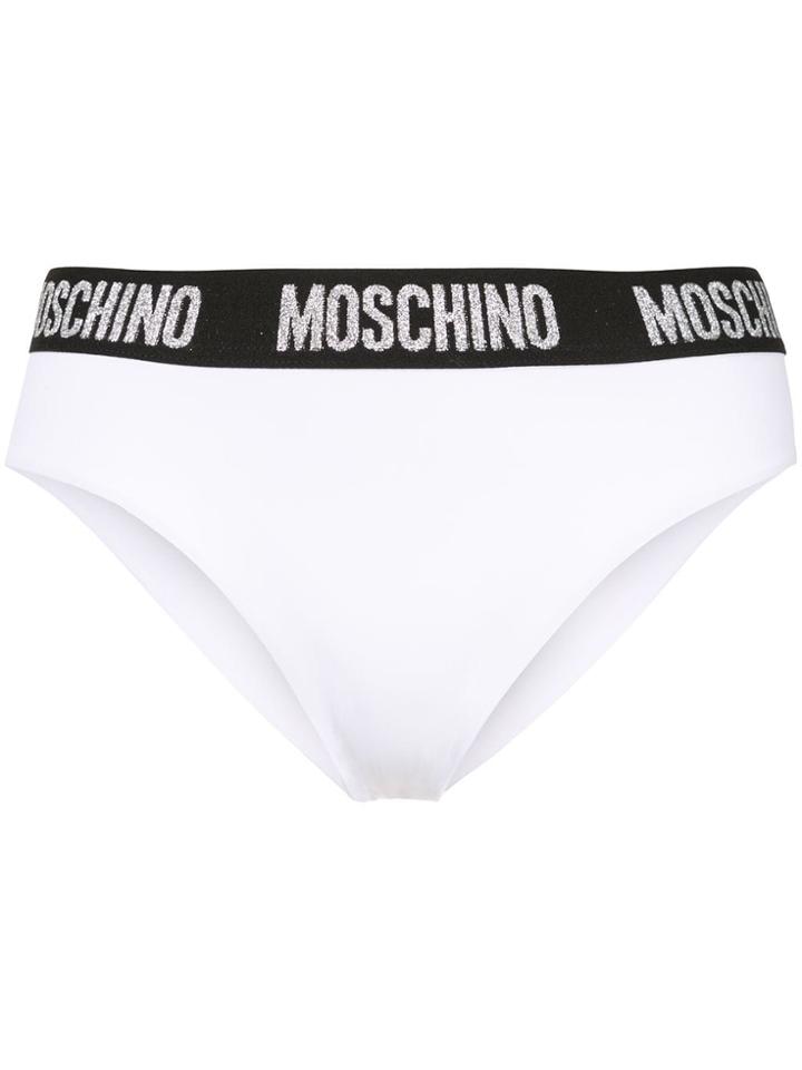 Moschino Waistband Logo Bikini Bottoms - White