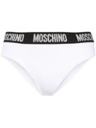 Moschino Waistband Logo Bikini Bottoms - White