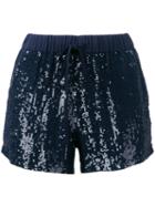 P.a.r.o.s.h. - Sequin Short Shorts - Women - Viscose/pvc - S, Blue, Viscose/pvc