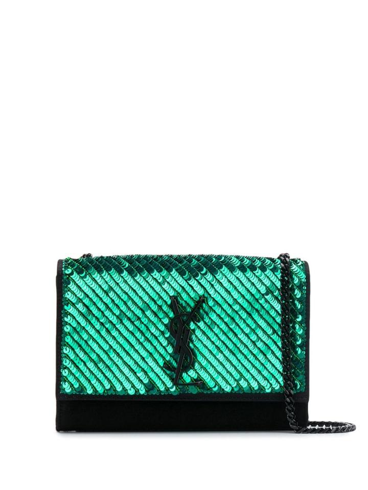 Saint Laurent Kate Sequin-embellished Shoulder Bag - Black