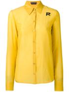 Rochas Beaded Logo Detail Shirt, Women's, Size: 40, Yellow/orange, Cotton/silk