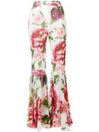 Dolce & Gabbana Peony Print Flared Trousers - White