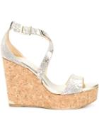 Jimmy Choo Portia Sandals, Women's, Size: 40, Grey, Suede/cork/rubber