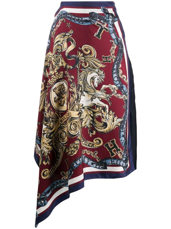 Tommy Hilfiger Asymmetric Crest Print Skirt - Blue