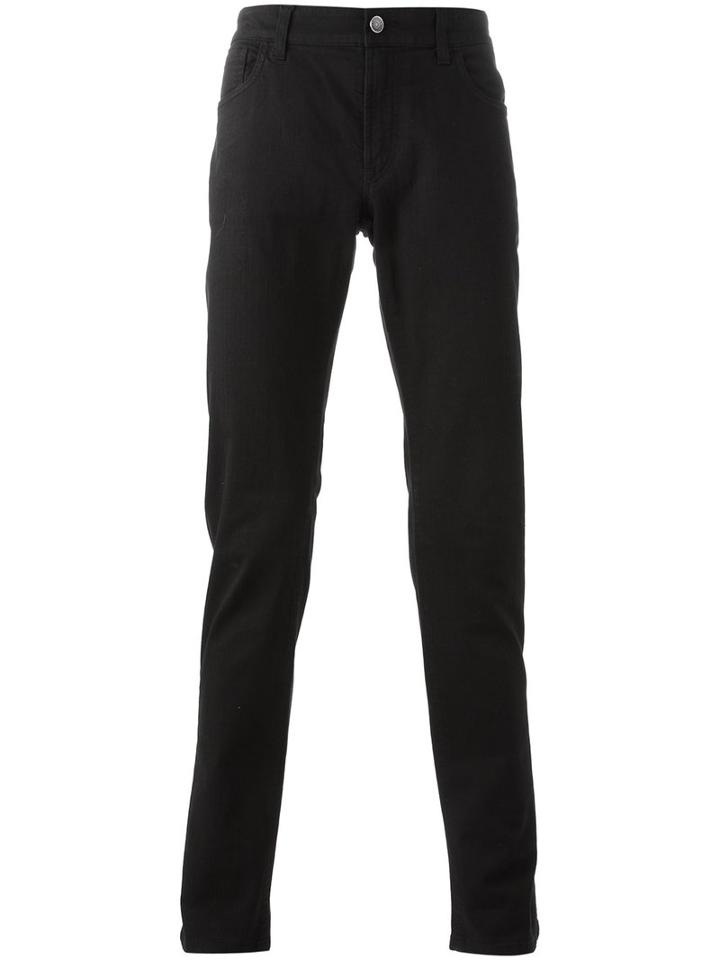 Dolce & Gabbana Straight Leg Jeans, Men's, Size: 50, Black, Cotton/spandex/elastane/lamb Skin