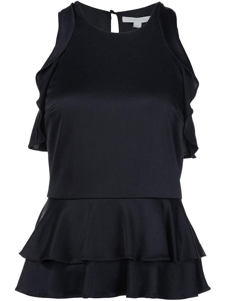 Jonathan Simkhai Ruffle Top, Women's, Size: Medium, Black, Polyester/viscose
